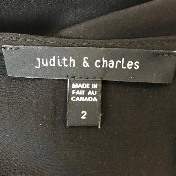 Judith & Charles 100% Silk Black V-neck Sleeveless Blouse Size 2 - Picture 6 of 7